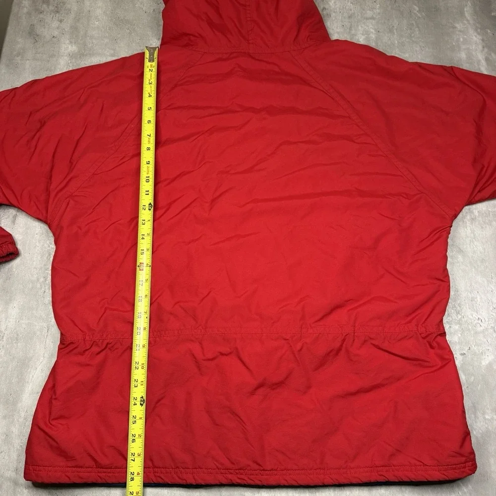 Vintage 90s LL Bean Jacket Mens Large Pullover Hooded Anorak Made In USA Red
